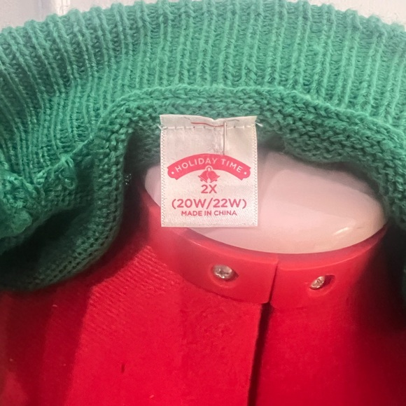 Holiday Time Christmas Elf sweater dress ugly sweater size 2X leopard fur trim - Picture 7 of 7